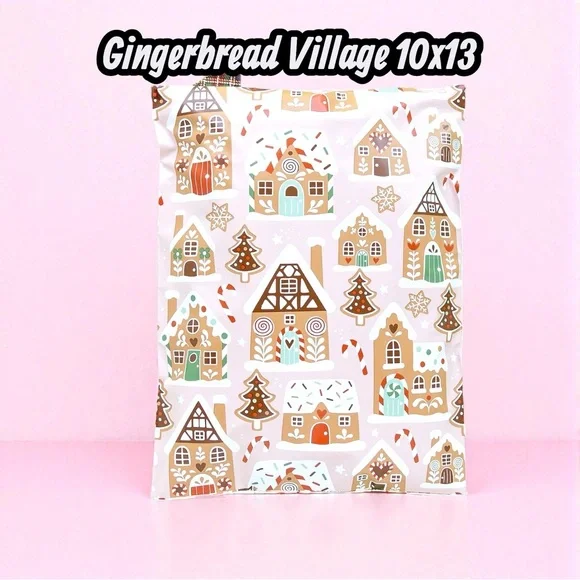 Christmas Gingerbread Village Poly Mailers 10x13 Pack of 25 - Picture 2 of 8